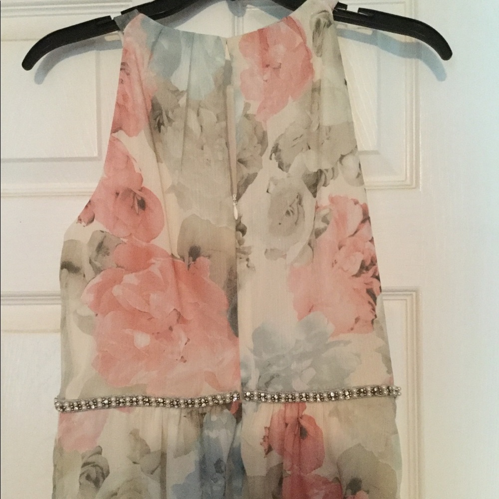 Floral-Printed Chiffon Sheath with Beaded Waist - Picture 8 of 8
